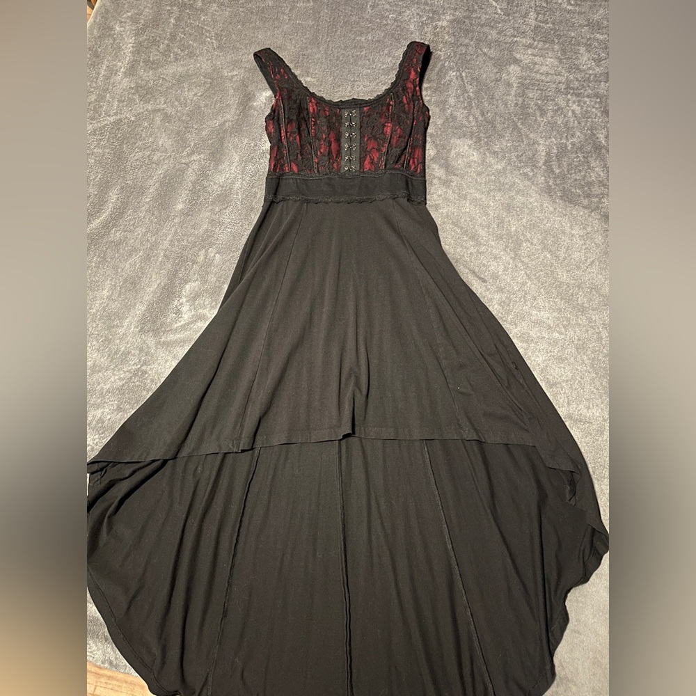 Royal Bones Black and Red High Low Dress